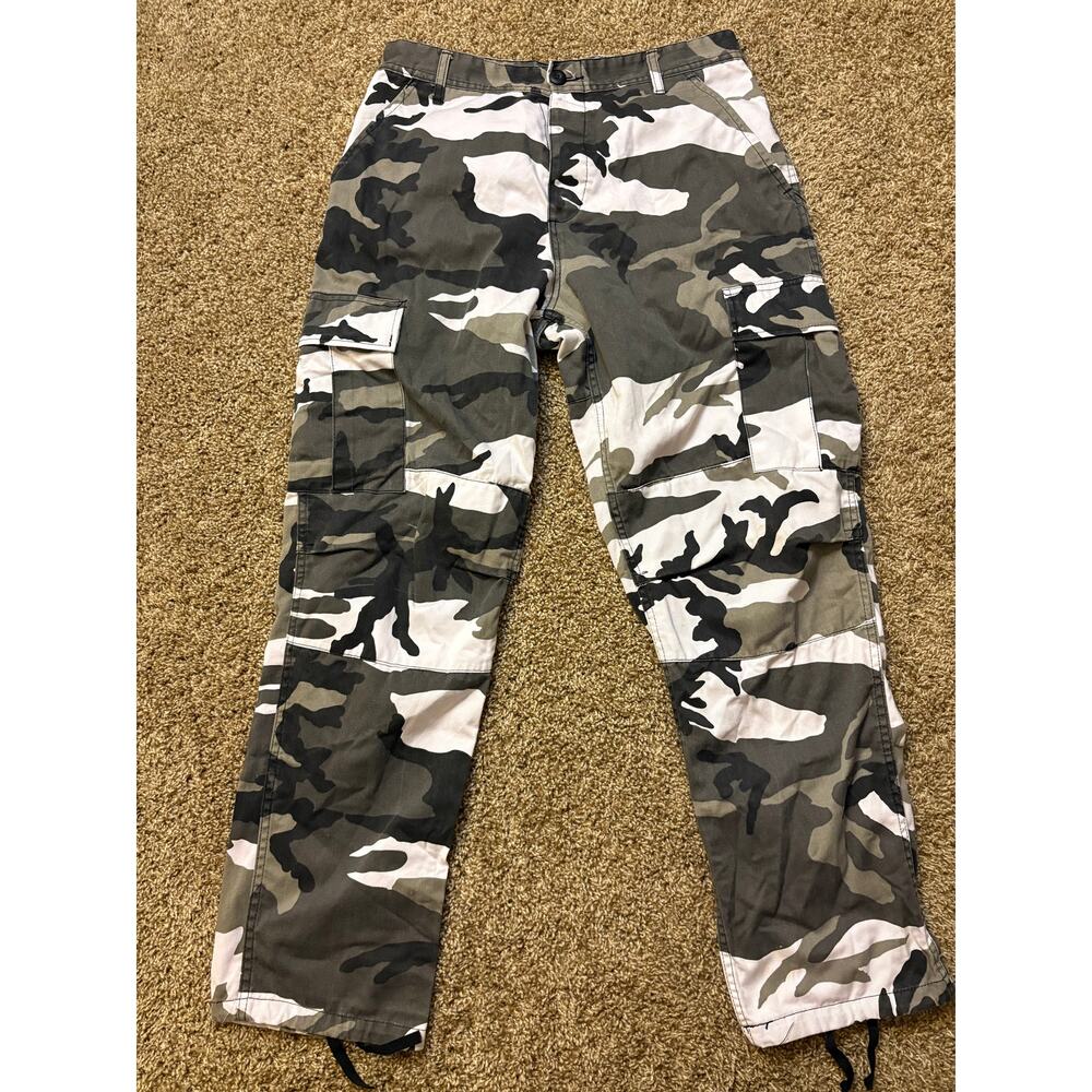 Y2K Rothco Ultra Force White Camo BDU Cargo Pants Mens Size 31 Waist